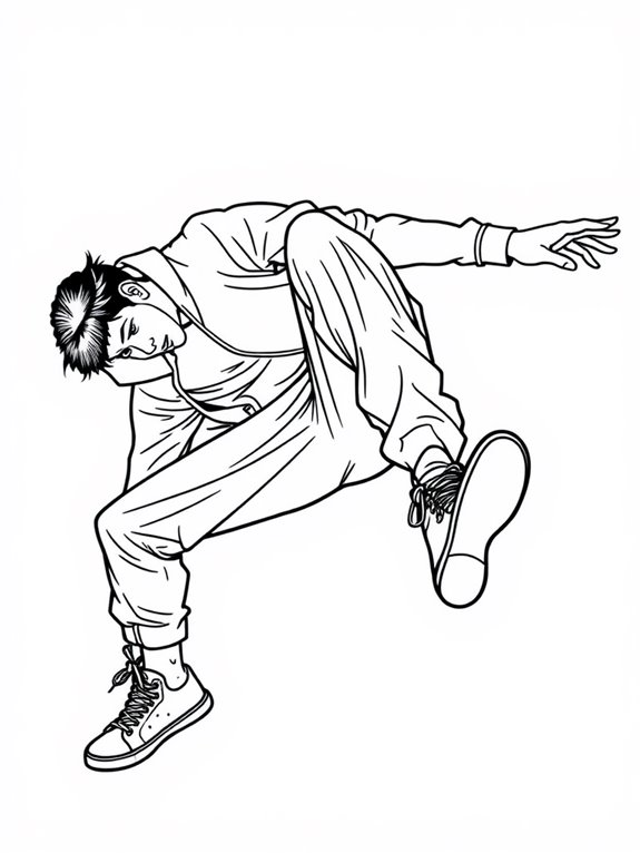 dynamic breakdancing coloring page