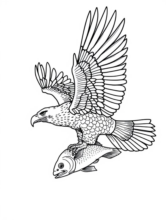 eagle catching fish illustration