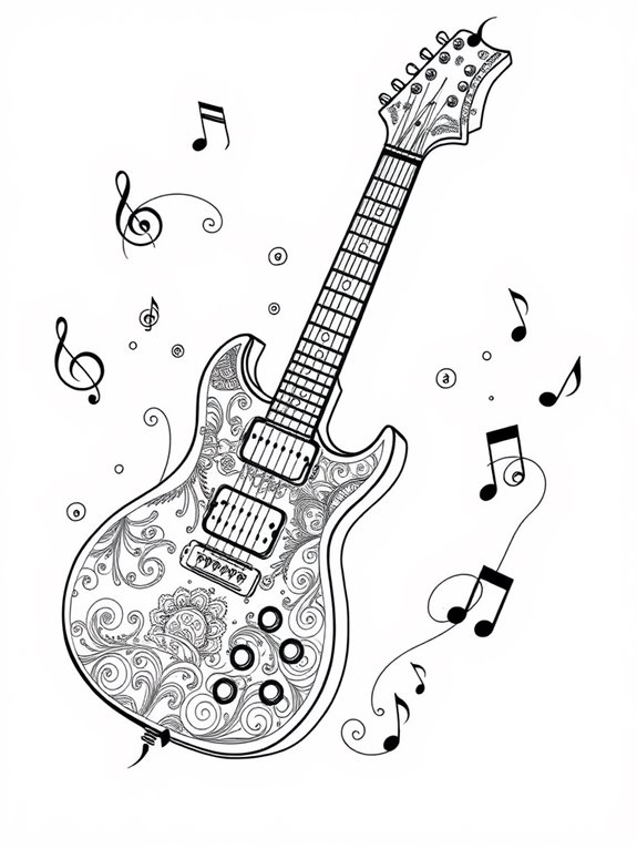 electric guitar coloring activity