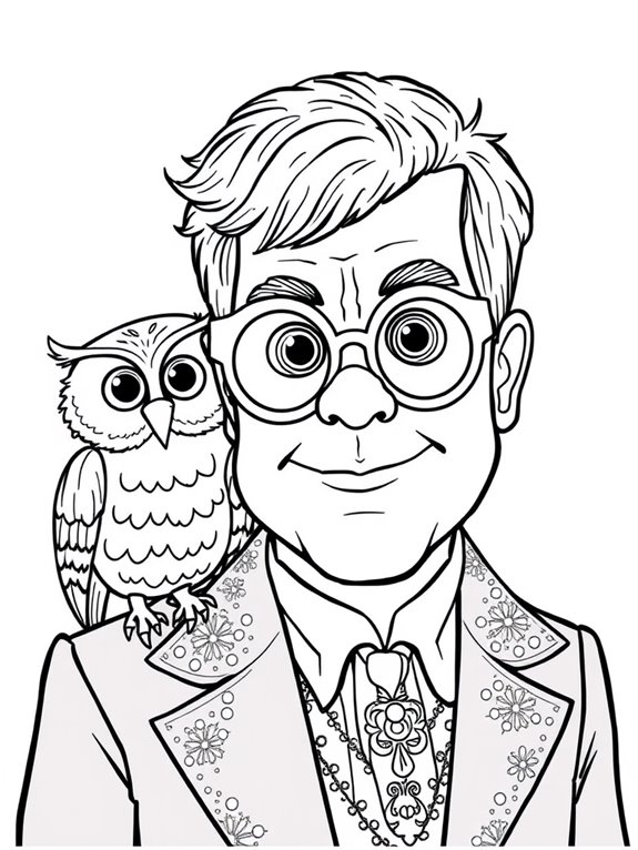 elton john owl coloring page