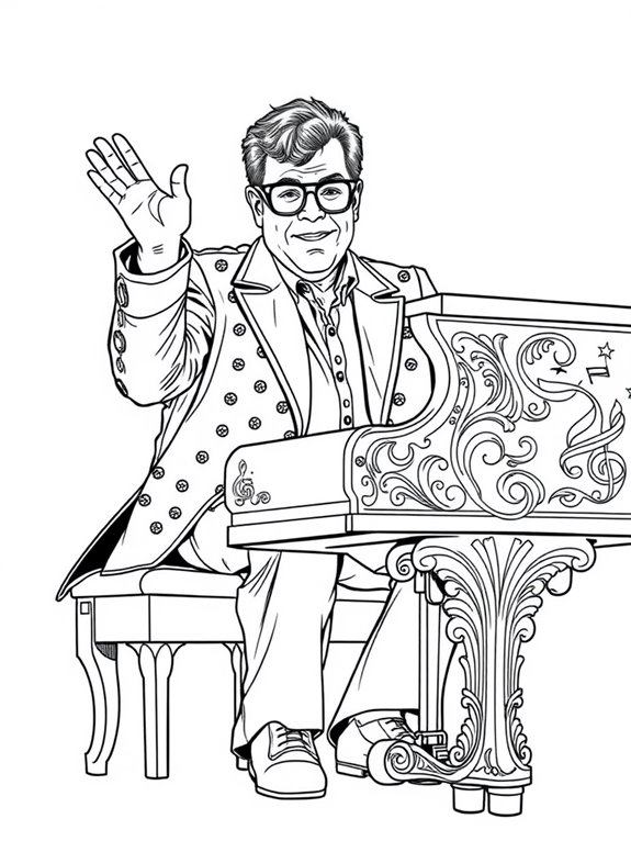 elton john piano coloring