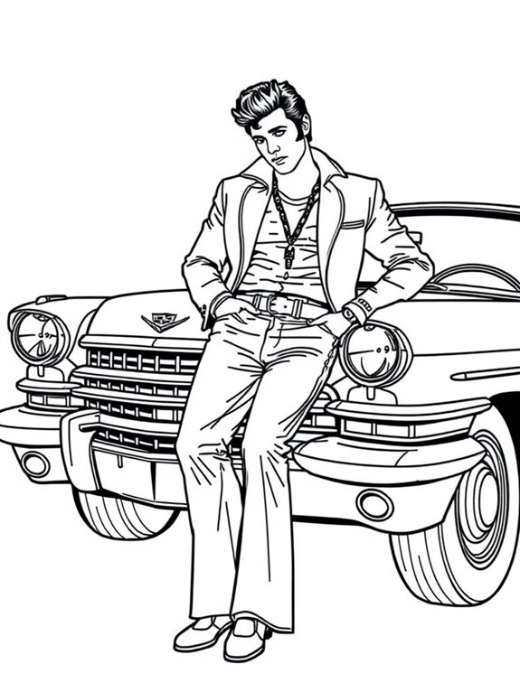 elvis presley cadillac coloring page