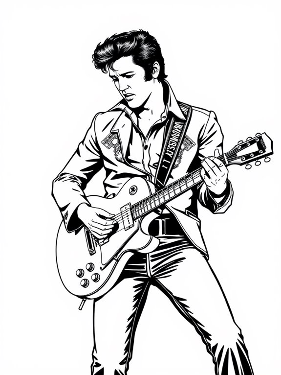 elvis presley guitar coloring page