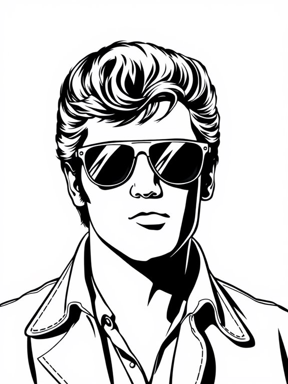 elvis presley sunglasses coloring page