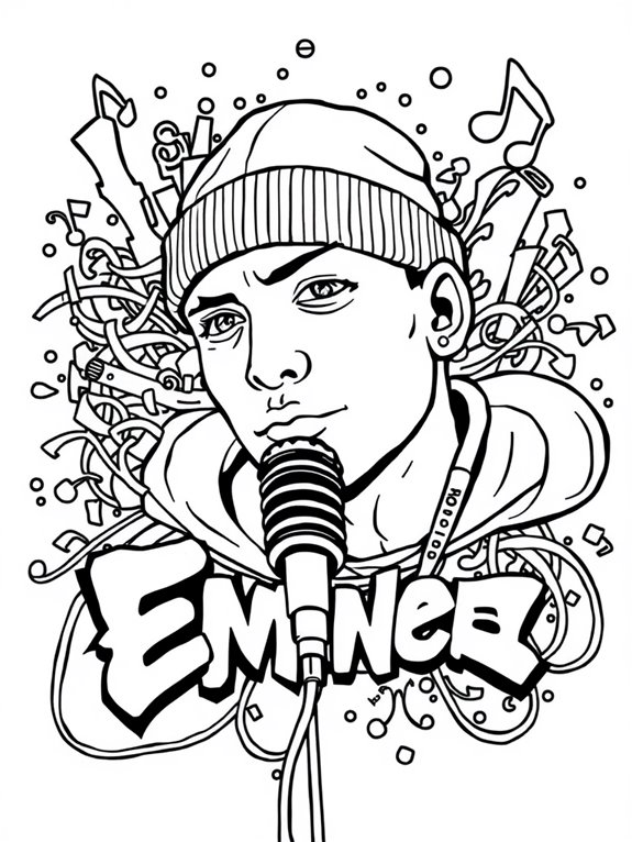 eminem inspired coloring page