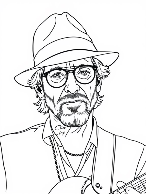 eric clapton hat coloring page