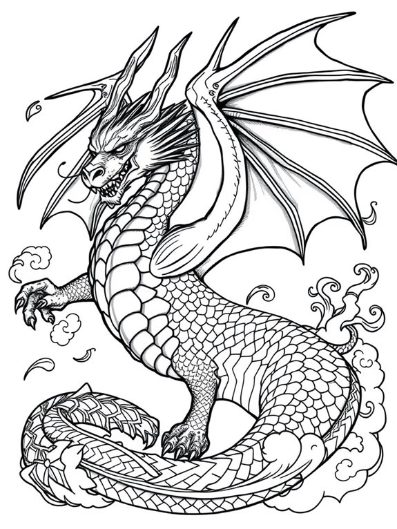 fantasy dragon coloring page