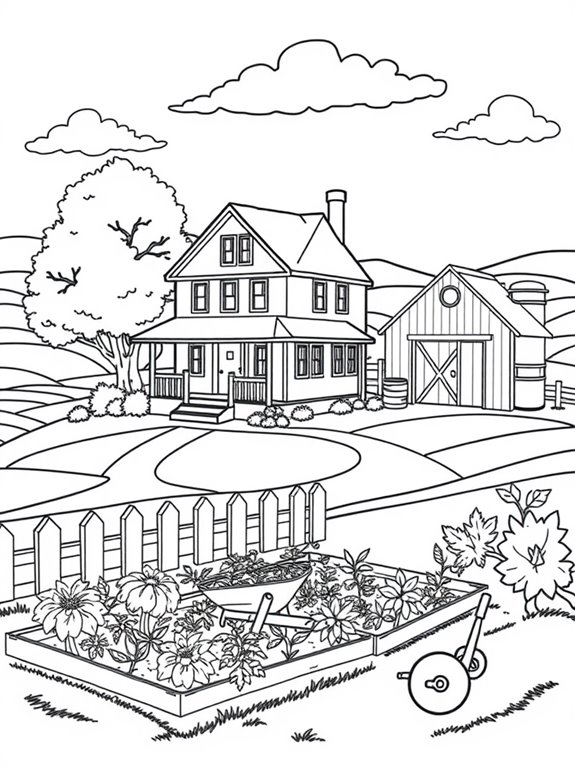 farmhouse coloring activity page