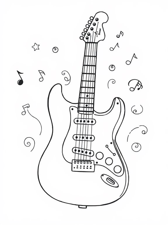 fender guitar coloring page