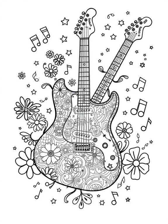 fender guitar coloring page