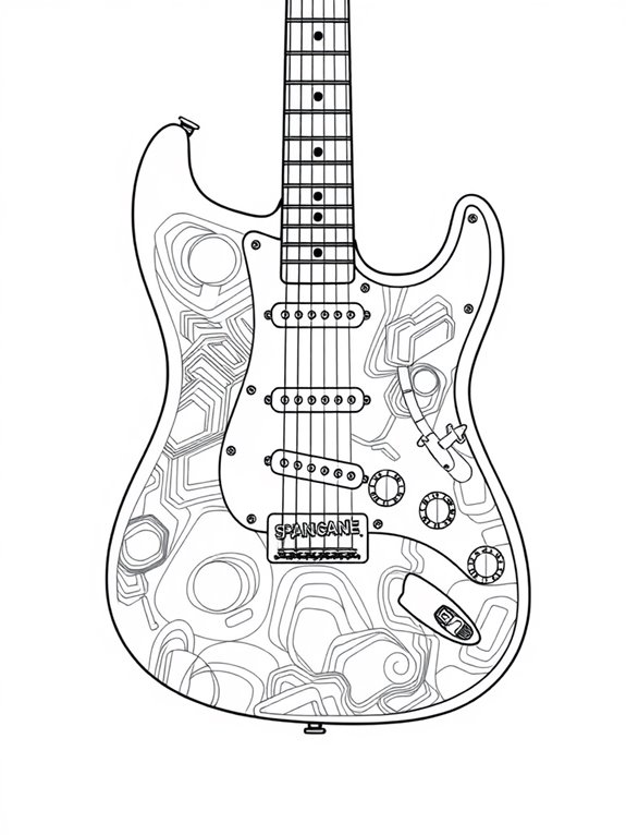 fender guitar coloring page