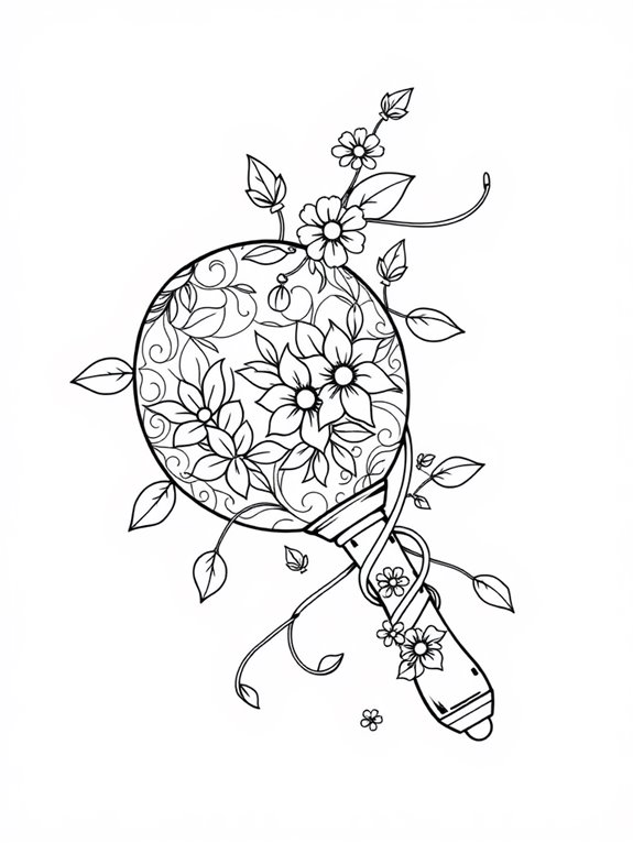 floral themed maraca illustration page