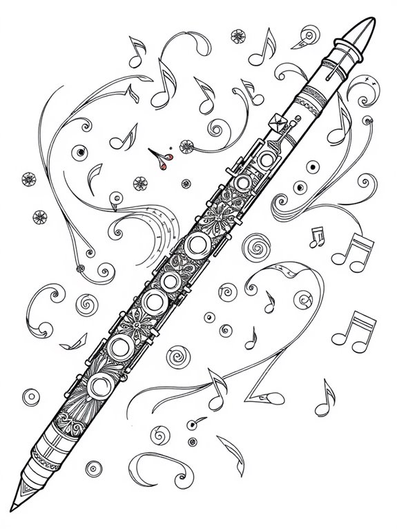 flute and musical notes