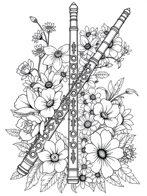 flute surrounded by flowers