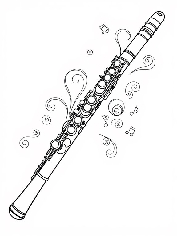 flute themed coloring page design