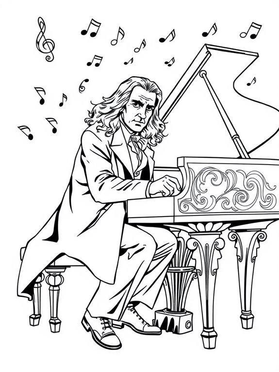 franz liszt piano illustration