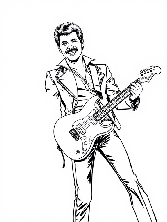 freddie mercury guitar coloring page