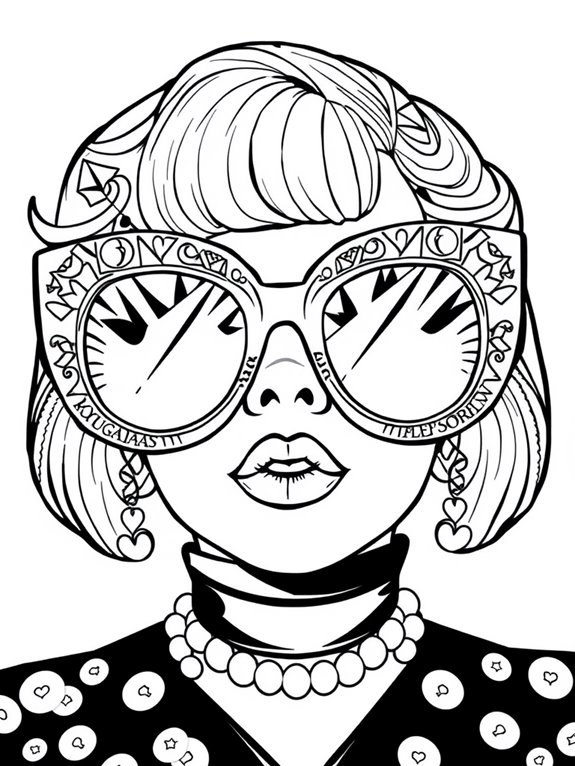 glamorous sunglasses coloring page