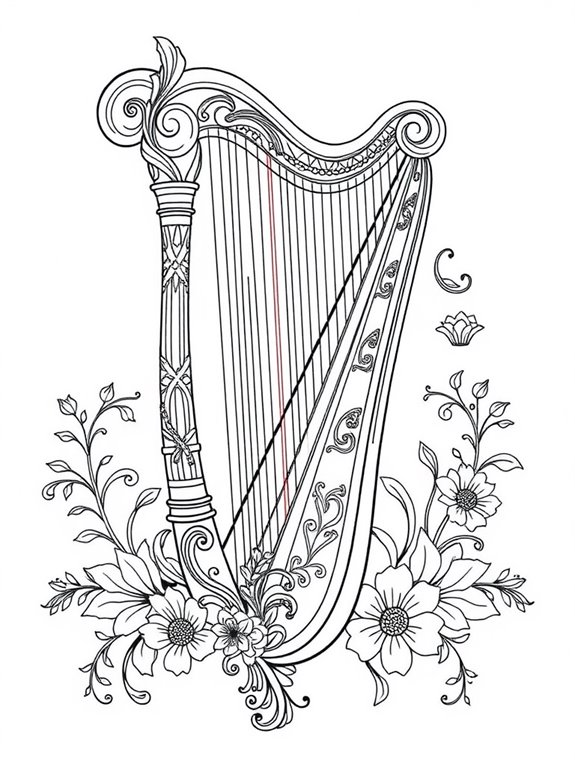 graceful harp design illustration