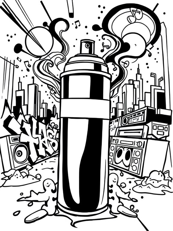 graffiti themed coloring page