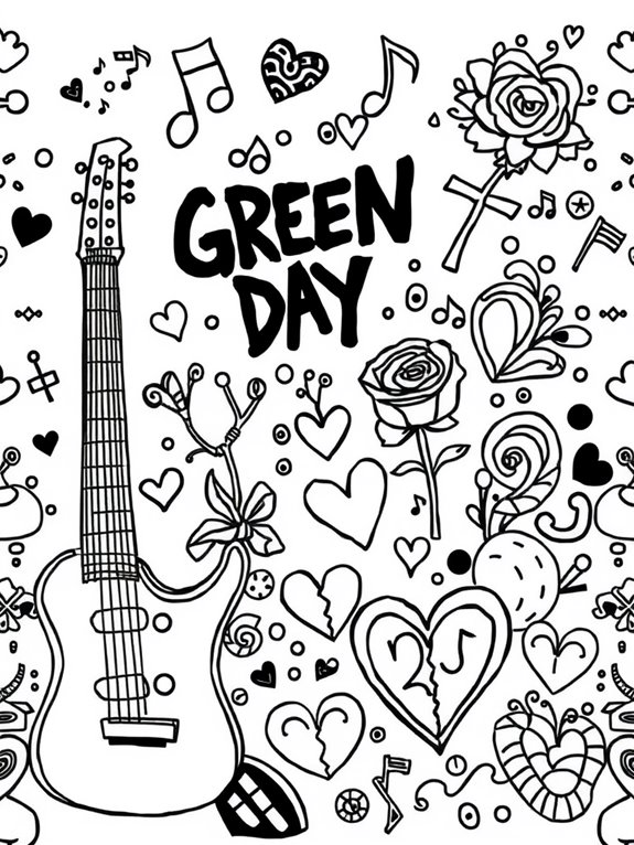 green day doodle coloring page