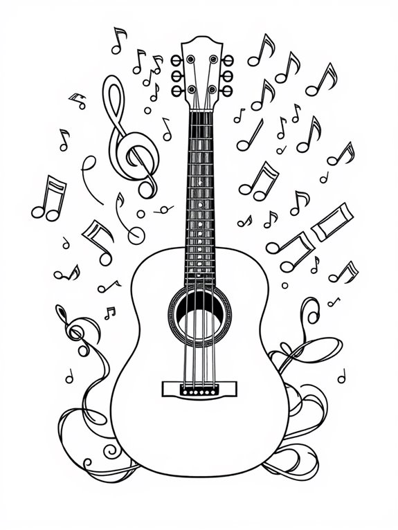 guitar and musical notes