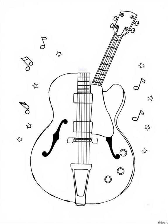 guitar coloring page design