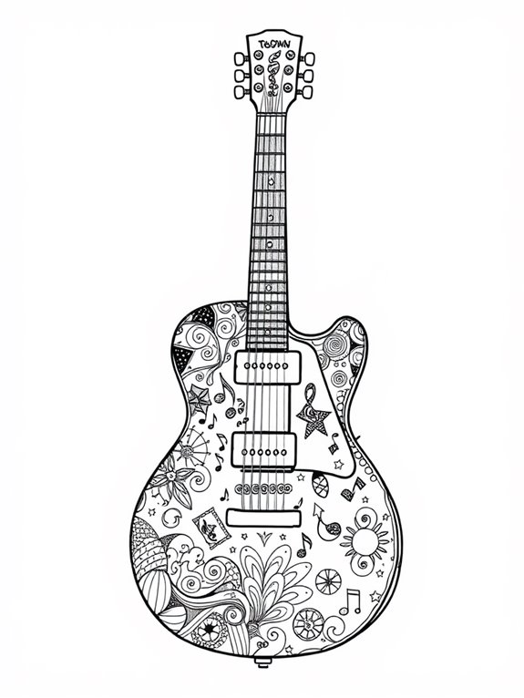 guitar coloring page design