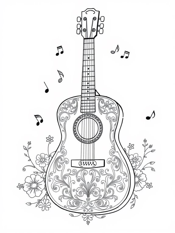 guitar themed coloring activity