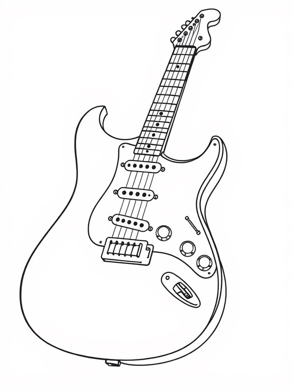 guitar themed coloring page activity