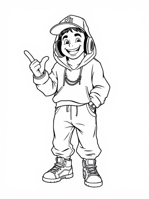 happy rapper character illustration