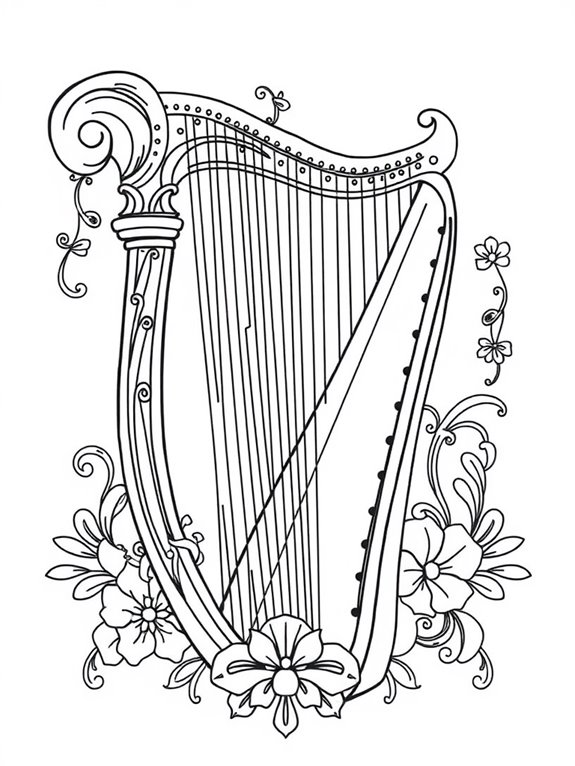 harp coloring page design