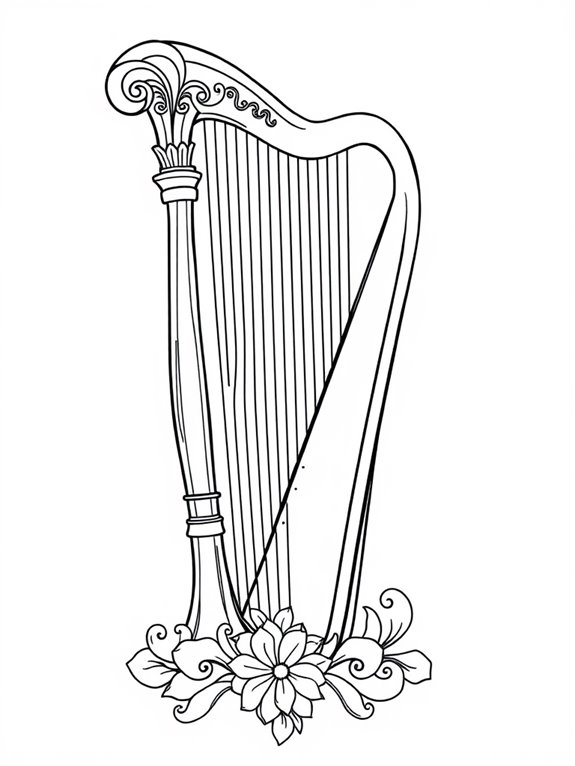 harp coloring page design