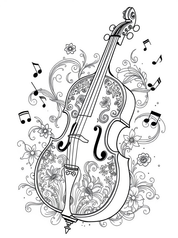 intricate cello coloring design