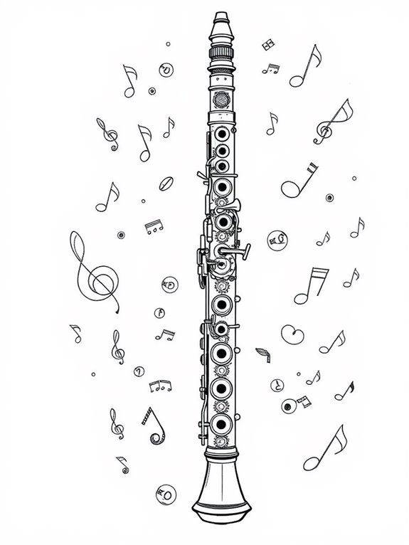 intricate clarinet coloring design