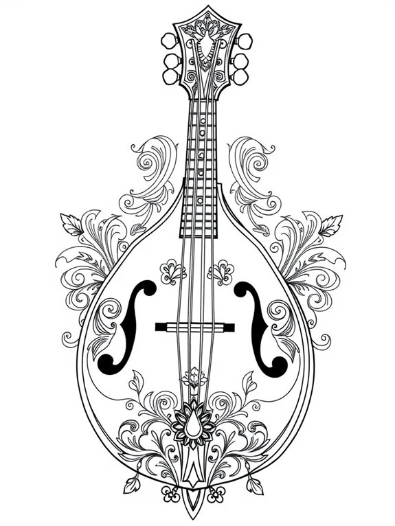 intricate mandolin coloring design