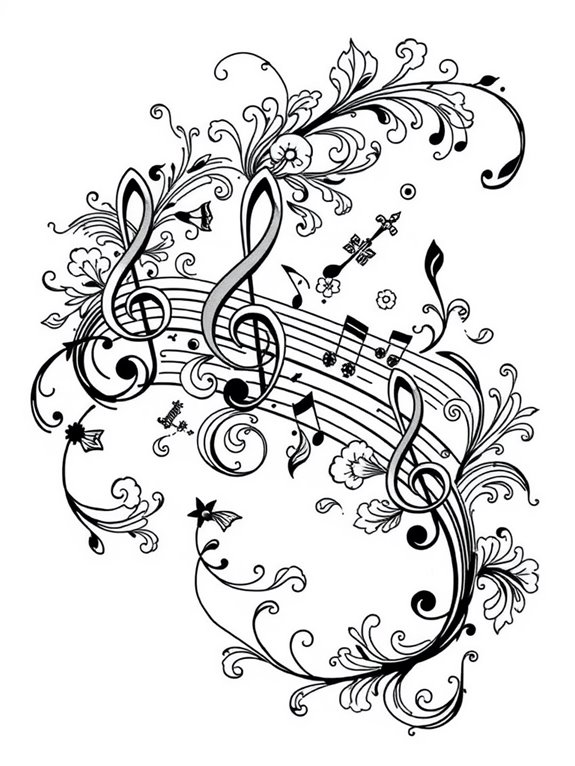 intricate musical design coloring