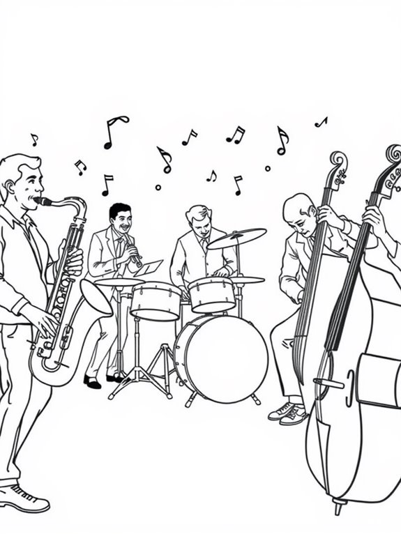 jazz band coloring page