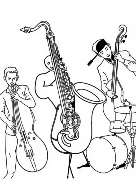 jazz band saxophone coloring