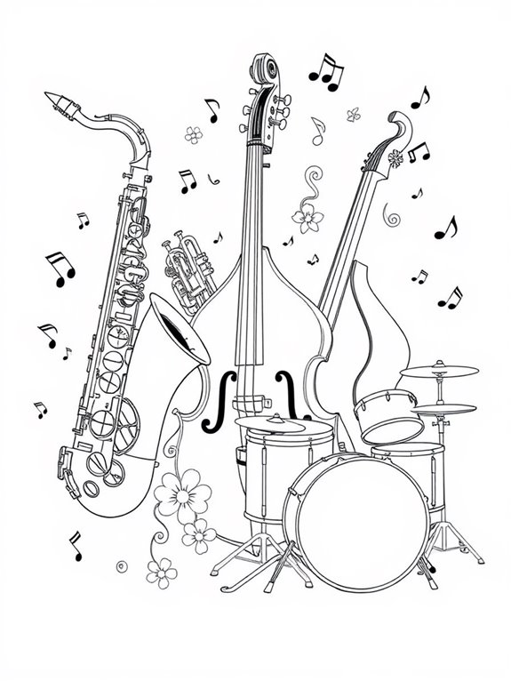 jazz instruments coloring page