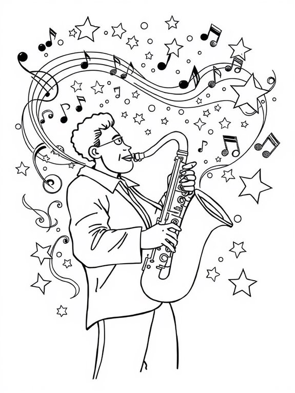 jazz themed coloring page