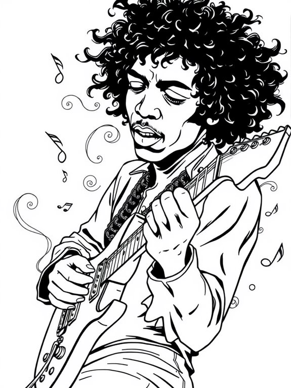 jimi hendrix coloring page