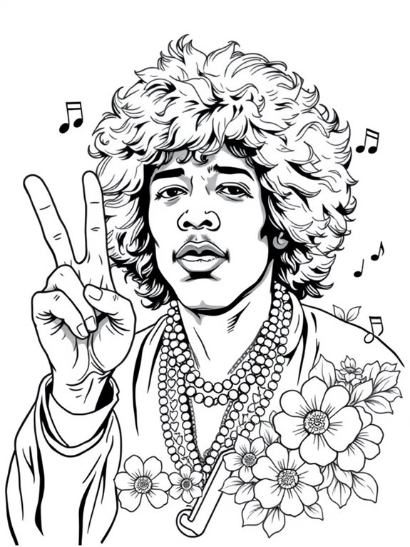 jimi hendrix coloring page