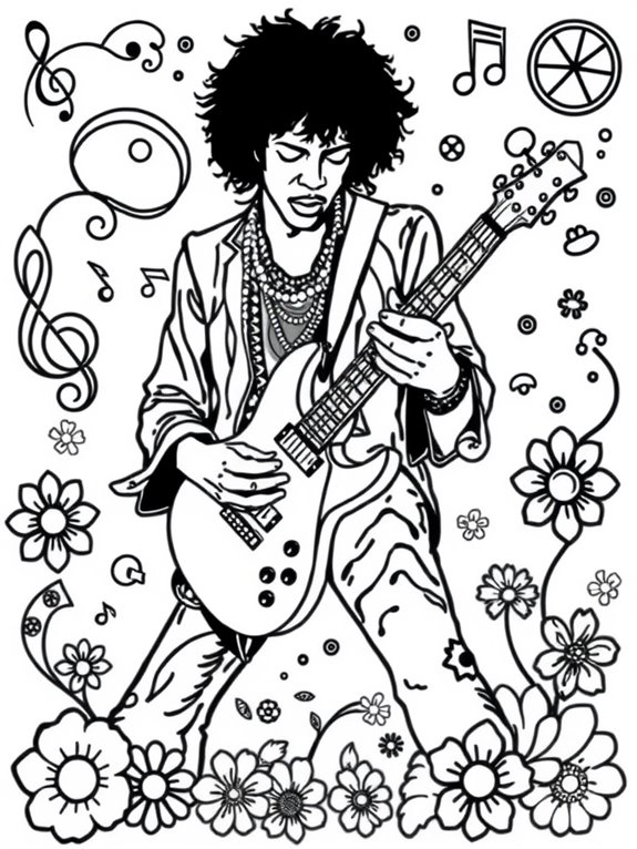 jimi hendrix coloring page