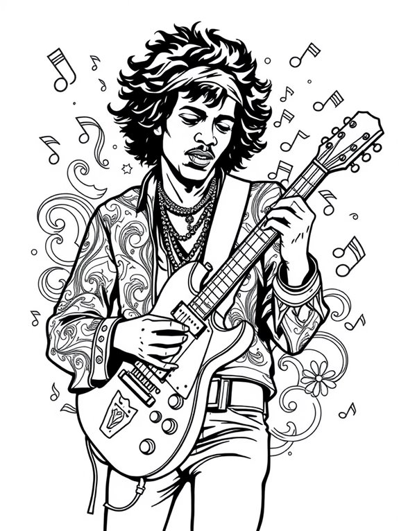 jimi hendrix coloring page