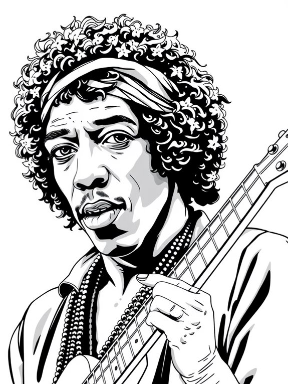 jimi hendrix coloring page