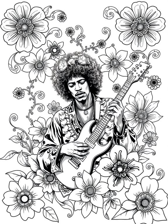 jimi hendrix floral art