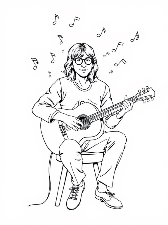 john lennon guitar coloring page