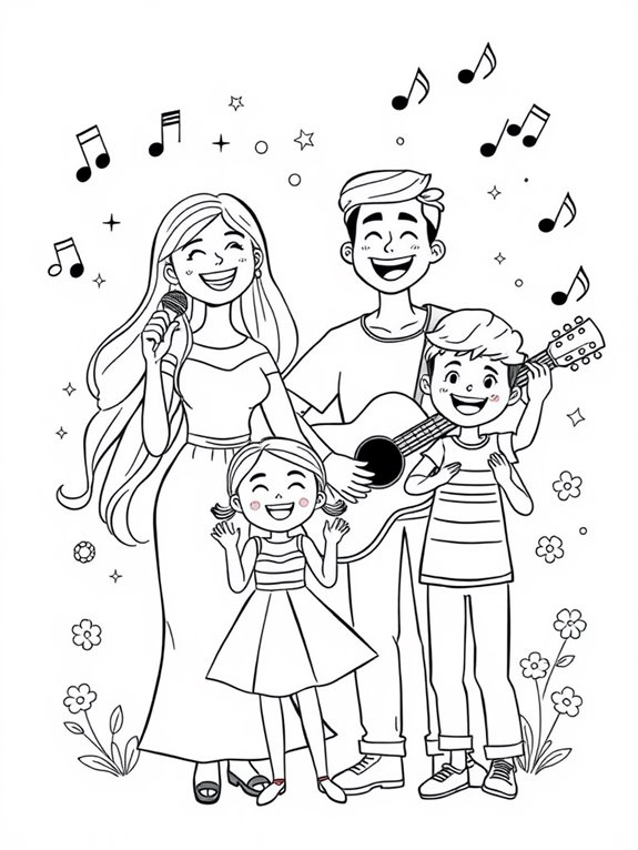 joyful family singing together