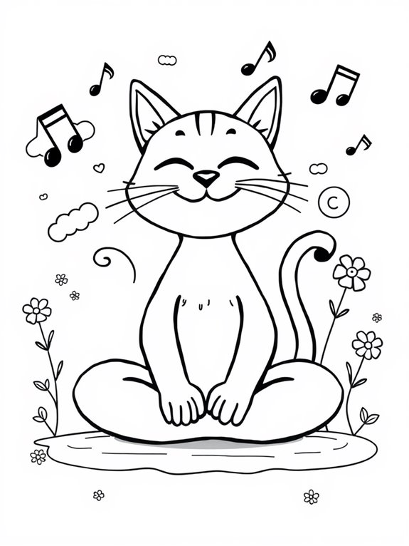 joyful feline coloring page